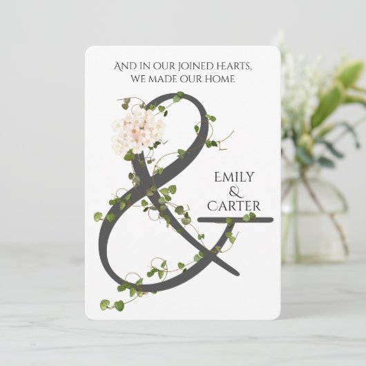 Ivy en Ampersand bruiloft Kaart (Staand voorkant)