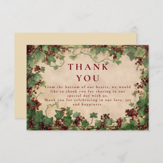  Ivy en bessen bruiloft Bedankkaart (Voorkant / Achterkant)