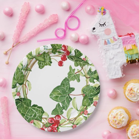 Ivy en bessen vakantie papieren bordje (Feest)