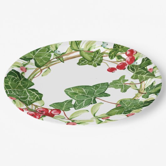 Ivy en bessen vakantie papieren bordje (Gekanteld)