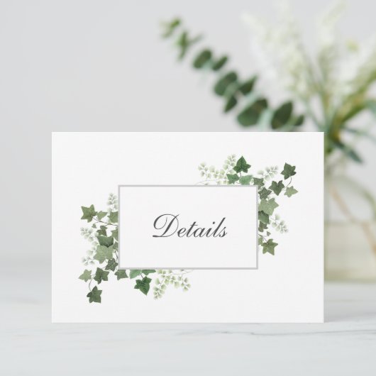 Ivy en Fern bruiloft details behuizing Kaart (Staand voorkant)