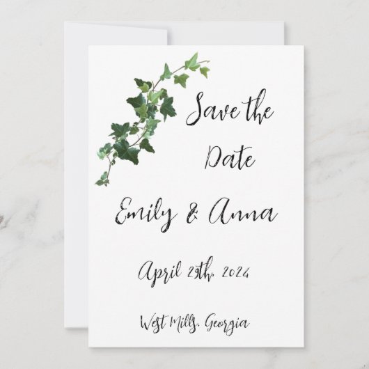 Ivy en Hearts Bewaar de datum Save The Date (Voorkant)