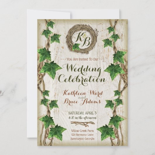 Ivy en Willow bruiloft uitnodigingen - Krans 1 (Voorkant)