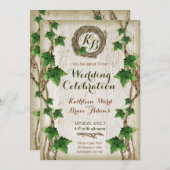 Ivy en Willow bruiloft uitnodigingen - Krans 1 (Voorkant / Achterkant)