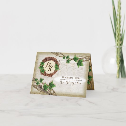 Ivy en Willow Wedding Dank je wel Bedankkaart (Voorkant)