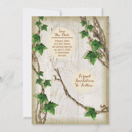 Ivy en Willow Wedding Save The Date Kaarten (Achterkant)
