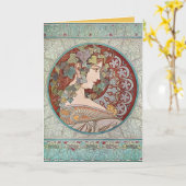 Ivy Goddess Mucha Kaart (Gele Bloem)