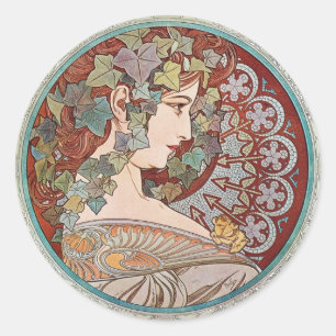 Ivy Goddess Mucha Ronde Sticker