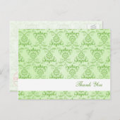 Ivy Green Franse Damask "Dank je wel" Briefkaart (Voorkant / Achterkant)