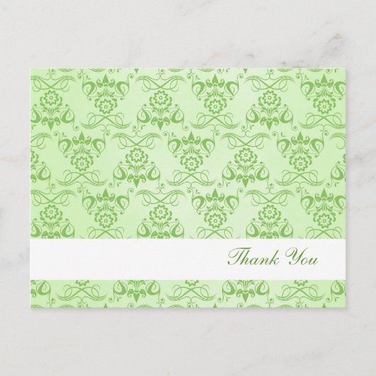 Ivy Green Franse Damask "Dank je wel" Briefkaart (Voorkant)