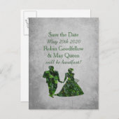 Ivy Green Man & Lady Handfasting Bewaar de datum Aankondigingskaart (Voorkant / Achterkant)