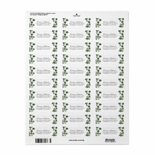 Ivy Greenery Modern Organic Etiket (Full Sheet)
