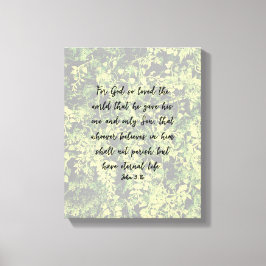Ivy groen patroon John 3:16 Bijbel Verse Art Canvas Afdruk
