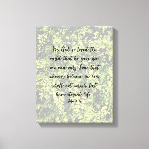 Ivy groen patroon John 3:16 Bijbel Verse Art Canvas Afdruk