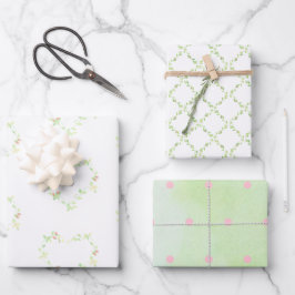Ivy Hearts, Trellis en Stippen Assortiment Inpakpapier Vel