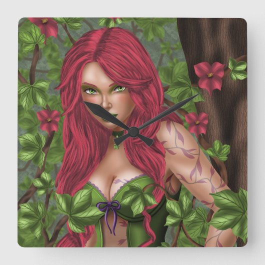 Ivy, het giftige meisje vierkante klok (Voorkant)