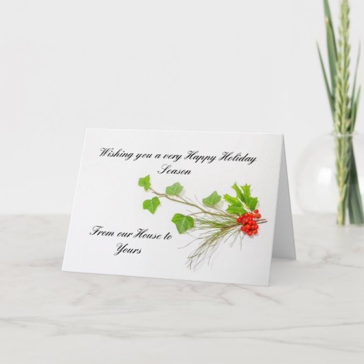 Ivy, hulst, dennen en bessen vakantie uitnodiging (Voorkant)