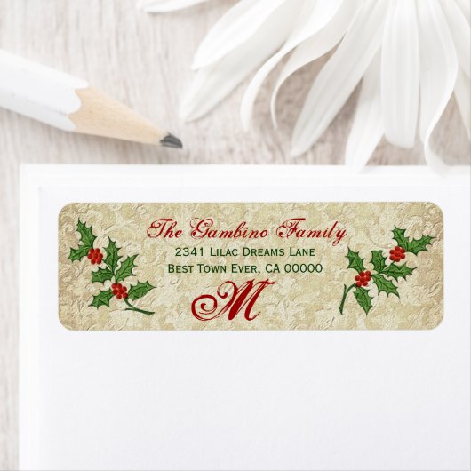  Ivy Kerst Holly Monogram Etiket (Insitu)
