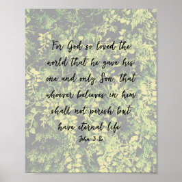 Ivy laat groen patroon Johannes 3:16 Bijbel kunst Poster