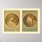 Ivy Laurel Mode Portrets Alphonse Mucha Poster (Voorkant)