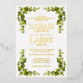 Ivy Leaf en Elegant Gold Traditional Wedding Folie Uitnodiging (Voorkant)
