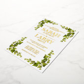 Ivy Leaf en Elegant Gold Traditional Wedding Folie Uitnodiging (Gedraaid)