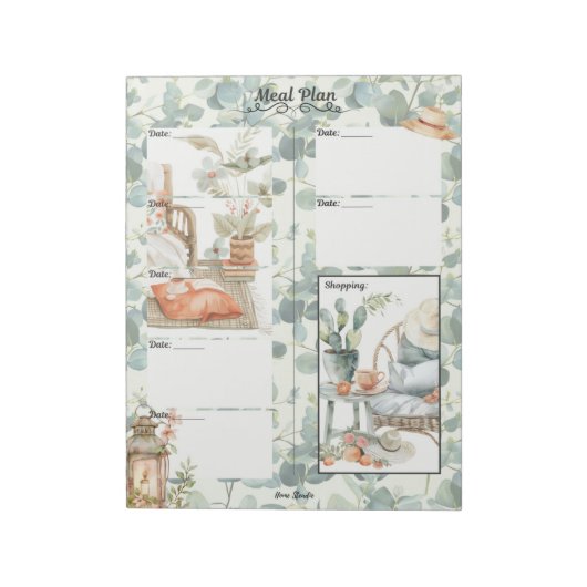 Ivy League 7 Day Blank Meal Planner Notitieblok (Linkerzijde)