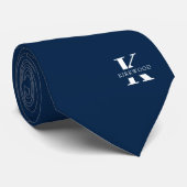 Ivy League Blue | Elegant monogram + naam |tweesla Stropdas (Opgerold)