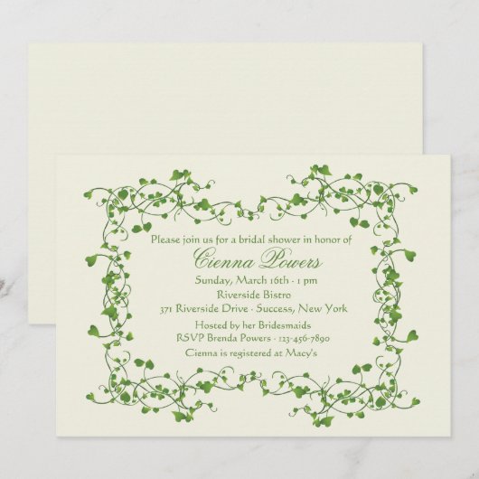 Ivy Lijst Bridal Shower Kaart (Voorkant / Achterkant)