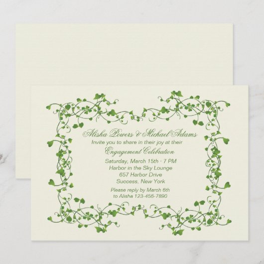 Ivy Lijst Invitation Kaart (Voorkant / Achterkant)