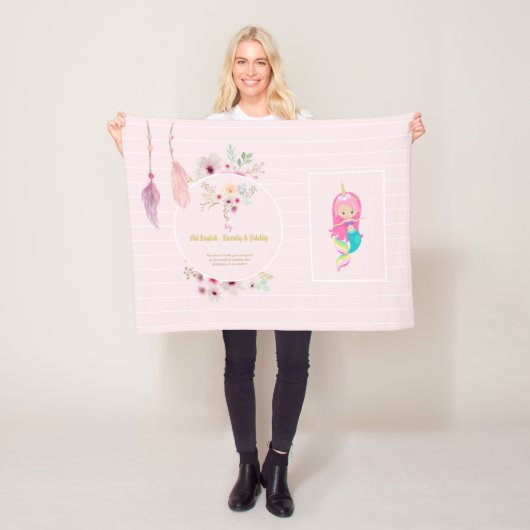 IVY - Meisjesnaam Betekenis Cadeau Artikel - Roze  Fleece Deken (In situ)