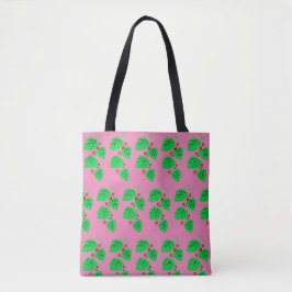 Ivy met rode bessen Patroon op roze Tote Bag
