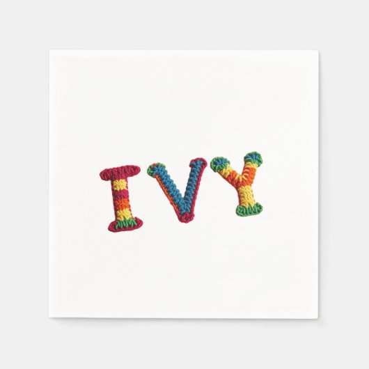 Ivy Naam in Levendig Haakpatroon Servet (Voorkant)