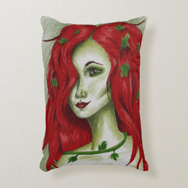 Ivy Nimf Roodharige Vrouw Pixie Fantasie Kunst Decoratief Kussen (Voorkant(Verticaal))