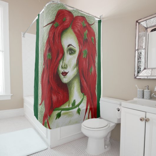 Ivy Nimf Roodharige Vrouw Pixie Fantasie Kunst Douchegordijn (In situ)