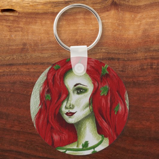 Ivy Nimf Roodharige Vrouw Pixie Fantasie Kunst Sleutelhanger (Voorkant)