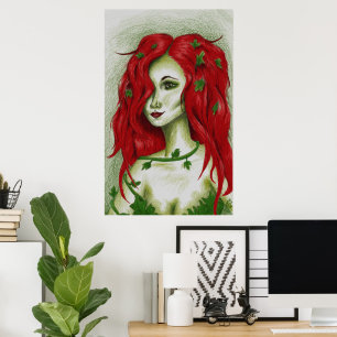 Ivy Nimf Schattig Roodharig Vrouwenportret Fantasi Poster