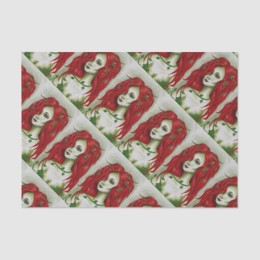 Ivy Nymph Redhead Woman Pixie Fantasy Art Tissuepapier (Voorkant)