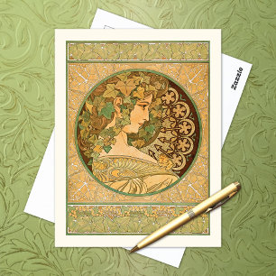Ivy  Portrait Alphonse Mucha Briefkaart