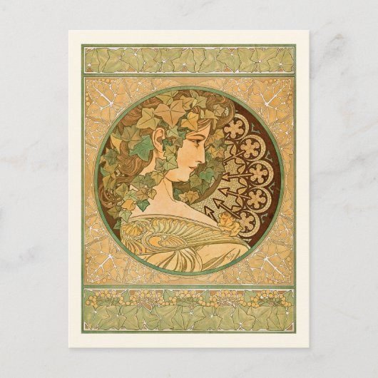 Ivy  Portrait Alphonse Mucha Briefkaart (Voorkant)