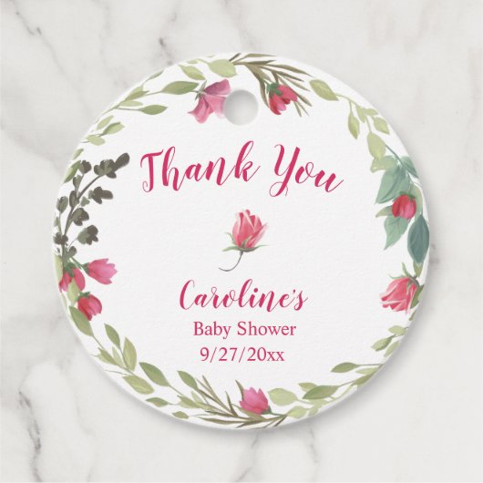 Ivy Roos Baby shower dank u Bedankjes Labels (Voorkant)