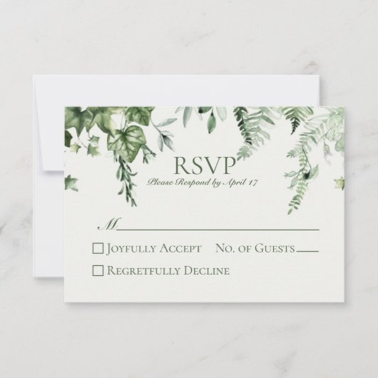 Ivy & Sage Bruiloft RSVP Kaartje (Voorkant)