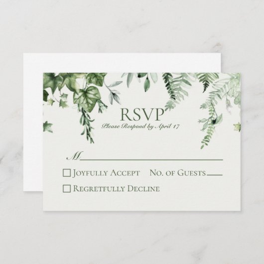 Ivy & Sage Bruiloft RSVP Kaartje (Voorkant / Achterkant)