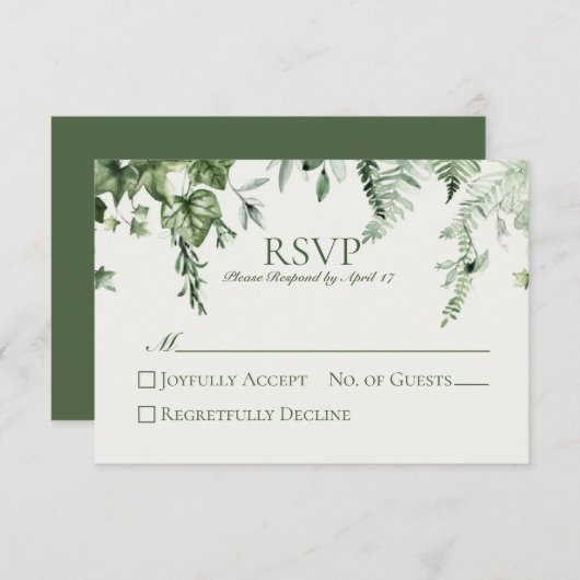Ivy & Sage Bruiloft RSVP Kaartje (Voorkant / Achterkant)