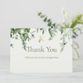 Ivy & Sage Monogram Bruiloft Bedankkaart (Staand voorkant)