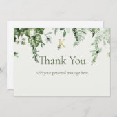 Ivy & Sage Monogram Bruiloft Bedankkaart (Voorkant / Achterkant)
