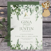 Ivy & Sage Monogram Dark Green Wedding Invitation Kaart