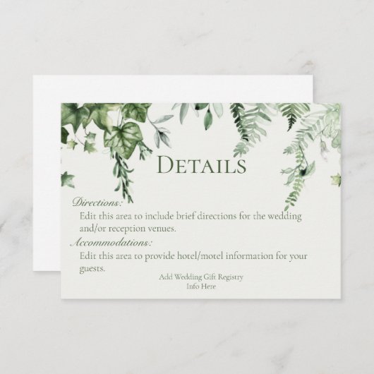 Ivy & Sage trouwgegevens Informatiekaartje (Voorkant / Achterkant)
