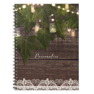 Ivy & String Lights Mason Jar Rustic Elegant Notitieboek