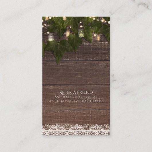 Ivy String Lights Mason Jar Rustic Verwijs een vri Aanbevelingskaartje (Voorkant)